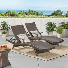 roomfitters PE Wicker Chaise Lounge with Arm for Outdoor Relaxation, Adjustable Backrest, Stylish Patio Furniture, Comfortable Seating, Perfect for Sunbathing, Brown (Set of 2)