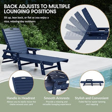 WestinTrends Malibu Poly Reclining Chaise Lounge Set with Table Navy Blue