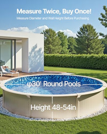VEVOR 30-ft Round Above Ground Pool Liner, Overlap Pool Liners, Standard Gauge Vinyl, 48-to-54inch Wall Height, Designed for Steel Sided Above-Ground Swimming Pools