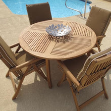Royal Teak Collection DP50R Dolphin Round Teak Table, 50 Inch Wooden Patio Table with Umbrella Hole, 4-Seater Outdoor Tables for Garden, Deck, Backyard or Patio Seating, Outdoor Furniture