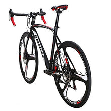 EUROBIKE Dual Disc Brake XC550 Road Bike 21 Speed Shifting System 54Cm Steel Frame 700C 3-Spoke Wheels Bicycle Blackwhite