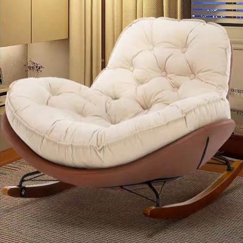 ZREVSB Outdoor Patio Rocking Chair Oversized Egg Padded Cushion Rocker Recliner for Front Porch Living Room Garden Yard Modern Lounge (Color : Brown) (Brown)