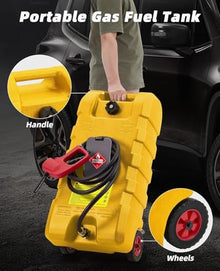 STMHOM 15 Gallon Gas Caddy, Heavy-Duty Gas Can and Fuel Caddy with Manual Fuel Transfer Pump, Portable Fuel Tank on Wheels with 10 ft Hose for Lawn Mowers, Cars, Boats, ATVs, Home and Farm Use, Grey
