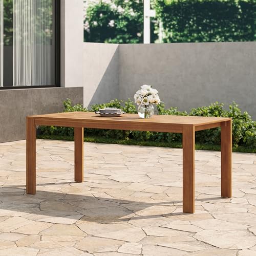 Christopher Knight Home Balew Patio Acacia Wood Dining Table, Indoor and Outdoor Dining Room Table for 6-8 Persons, Rectangular Dining Table for Backyard/Garden, Teak