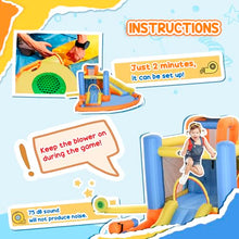 Outsunny Inflatable Water Slide 5-in-1 Bouncy Castle Orange/Blue/Yellow