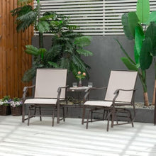 Hassyee Outdoor Glider Chairs with Coffee Table and Metal Frame for Poolside, Lawn, Patio Furniture Set with Breathable Mesh Seats and Foot Pads for Garden, Backyard, Balcony