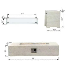 LumeVale 56-inch Rectangle Propane Gas Fire Pit Table, CSA Certified 50,000 BTU Outdoor Fireplace for Backyard, Porch, Garden (White, Fire Pit with Wind Guard&Tank)