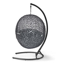 Swing Lounge Chair, Black Grey Gray, Modern, Outdoor Patio Balcony Cafe Bistro Garden