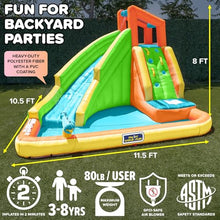 Sportspower Tidal Wave Inflatable Water Slide for Kids Blower & GFCI Safety Plug, Climbing Wall, Splash Pool, Water Cannon, Ages 3-8