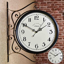 Double Sided Wall Clock, 360 Degree Rotation Garden Clocks Outdoor Waterproof Retro Stand Clock Wall Clock Vintage Indoor Hanging Décor Clock