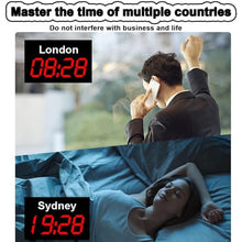 POCDOKYZ Large Digital LED World Clock 4 & 5 Time Zones,HD Multi-time Zone Electronic Wall Clock Energy-Saving, for Hotels & Multinational Corporations,Red