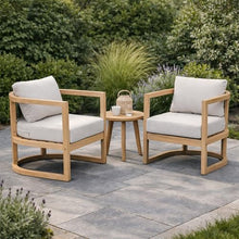 Christopher Knight Home Fido Acacia Wood Lounge Chair Outdoor Set of 2 with Cushion, Solid Wood Patio Accent Chair with PE Wicker Backrest, Patio Furniture Set Sofa Chair, Light Teak+Beige