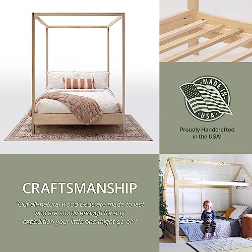 American Furniture Classics Full Canopy Bed with Raised Platform Unfinished Poplar