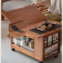 Couch End Table Chinese Style Wooden Sofa Side Table Foldable Living Room Movable Balcony Coffee Table Sofa Side Table Trolley Corner Tables for Living Room