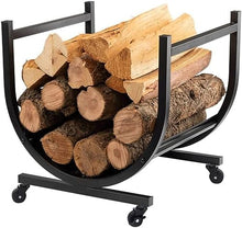 TXGJWRA Firewood Holder Firewood Racks Outdoor Steel Wood Storage Log Store with Wheels Firewood Rack Indoor Fireplace Wood Log Store,
