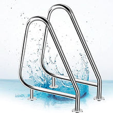 BSNANCA Pool Handrail Swimming Pool Entrance Handrails Humanized Silver Pool Rail Spa Handrails with Accessories Pool Railing for Inground Pool, Easy to Install, 1Pcs/2Pcs ()