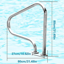 BSNANCA Pool Handrails Pool Rail 304 Stainless Steel 250LBS Load Capacity Silver Rustproof Pool Handrail Humanized Swimming Pool Handrail with Screws (Thick 1.5mm) ()