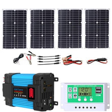 100W Solar Panel Kit with 4000W/6000W DC 12V to AC 220V/110V Inverter and 50A Controller, Complete Solar System for Home and Outdoor Power Generation(300W,12v-110v)