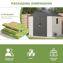 Patiowell 8x8 FT Resin Outdoor Storage Shed with Floor, Beige