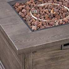 GDFStudio Outdoor 5 Piece Acacia Wood Club Chair and Fire Pit Set, Gray Finish & Gray