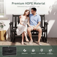 Furnimart Patio Glider Bench, HDPE All-Weather Outdoor Glider for 2-Person, Heavy-Duty No-Wobble Frame, Supports 660 LBS, Porch, Backyard, Garden & Deck, Black