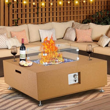 Outdoor Fire Pit Table for Patio Propane fire Table Outside Gas Square Metal Rectangular