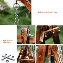 2-Person Wooden Porch Swing with Canopy & Stand, Heavy-Duty Outdoor Patio Swing Bench, Weather-Resistant Hanging Chair, for Backyard/Garden/Rooftop(A)