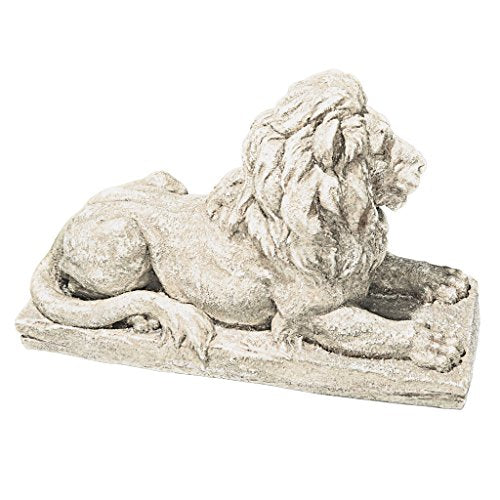 Design Toscano Lyndhurst Manor Lion Sentinel Outdoor Garden Statue, 27 Inch, Resin, Antique Stone Finish