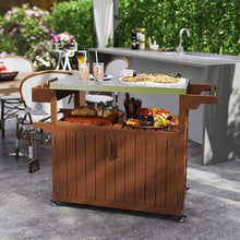 Outdoor Grill Cart with Stainless Steel Tabletop & Storage Cabinet