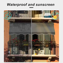 Retractable Patio Awning Adjustable Waterproof Canopy with Hand Crank Balcony Sun Shade Shelter for Windows & Doors - Red & White Frame 400cm Size