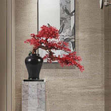 Artificial Bonsai Artificial Bonsai Tree New Chinese Style Red Simulation Maple Bonsai Tree Home Living Room Office Desktop Simulation Bonsai Plant Ceramic Vase for Home Office