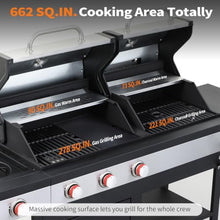 Charcoal & Gas Grill Combo with Cast Iron Grate & Plate