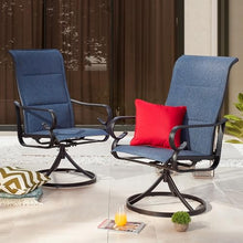 PatioFestival 5-Piece Metal Outdoor Dining Set with Swivel Rocker Chairs Blue