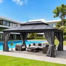 DWVO 12x16FT Outdoor Polycarbonate Gazebo, Double Roof Canopy
