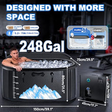Cold Plunge Tub, 248 Gallon, 1 Horsepower, Heavy-Duty Ice Bath Tub for Athletes with Hot & Cold, Portable Inflatable Plunge Chiller with Water Treatment Kit, Immersion Therapy, WiFi (Black, 1 Set)