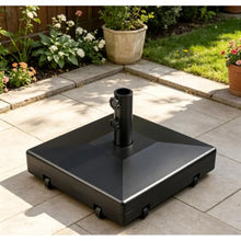 120 Lbs Heavy Duty Patio Umbrella Base With Rolling Wheels & Pull Handle, Rust Resistant Windproof Stable Outdoor Umbrella Stand, Easy Mobility Umbrella Weight Base For Patio Terrace Poolside