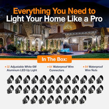 Haven Lighting Adjustable White Up LED Lights, Landscape Lighting Kit - Exterior House Lighting, Aluminum 32-Pack