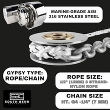 South Bend Components S612 Horizontal Windlass Anchor System 600W 12V DC Stainless