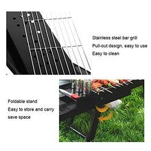 Portable BBQ Grill Black Portable Barbecue Smoker Grill BBQ for Outdoor Cooking Camping Hiking Party Cold Rolled Iron Charcoal Grill Set,34.3"×7.9"×14.4"