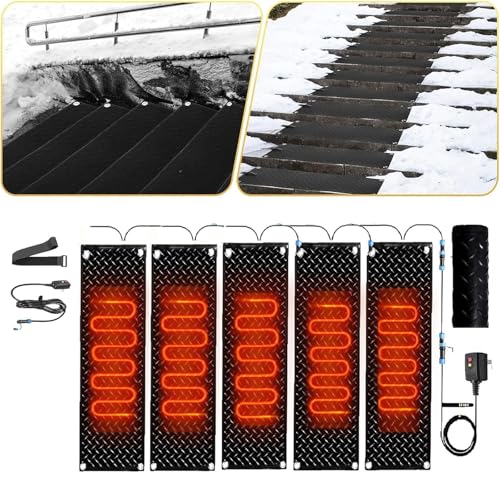 CHAOMIN Snow Melting Mats for Outdoor Use - Anti-Slip Rubber Mats for Stairs/Doorways/Pathways - Winter Snow Removal Solutions(30x150cmx5Pcs)
