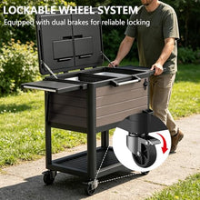 104 Quart Rolling Ice Chest, Portable Patio Party Cooler with Divider,Spacious 104-Qt Capacity, Chills 36hrs, Serving Tray, Rolling Ice Chest for Indoor and Outdoor Entertainment,Coffee Brown