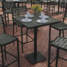 BizChair Commercial Grade Bar Height Patio Table, Indoor/Outdoor Bistro Table with Poly Resin Slats, 30" Square, Gray Wash