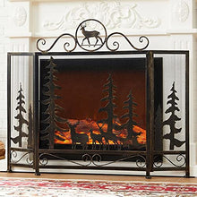 EliteBloom Fireplace Screen Guard, Fire Guard 3 Panel Folding Fire Guard Fire Place Guard Fire Screenflame Guard Decorative 3 Panel Folding Design, Bronze,