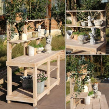 MKYOKO Outdoor Garden Potting Bench Open Shelf 4 Layer Multifunction Storage Flower Plant DIY Workstation for Patio Courtyards Balcony