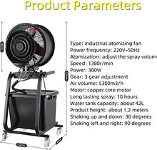 11 Gallon Water Tank Portable Misting Fan with 90 Degree Oscillation, Industrial Pedestal Fan with Wheels, for Residential, Commercial, Restaurant and Industrial Mis