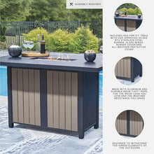 Signature Design by Ashley 1-Piece Outdoor Bar Table with Fire Pit, Blue