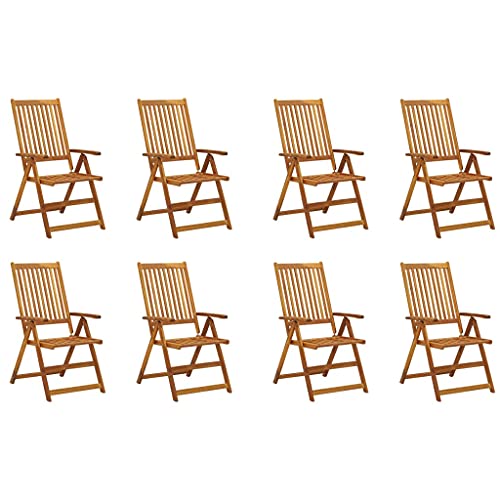 ZQQLVOO Folding Patio Chairs 8 pcs Solid Acacia Wood, Outoor Bar Height Stools, Outdoor Dining Chair, Patio High Top Bar Height Stool Chairs for Home Entertaining