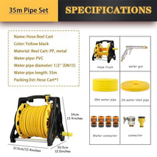 Long-lasting PP Water Pipe Storage Rack with Hose Reel Cart, Portable Small Hose Mobile, Easy to Store Hose Reel (Hose Cart+35m Pipe)