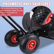 Pro Snow Pusher Shovel for Driveway with Wheels, 42cm Wide Heavy Duty Push Snow Plow Shovel, Wheeled Rolling Snow Pusher for Snow Removal Adjustable Angle & Height Handle
