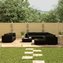 10-Piece Patio Lounge Set with Cushions, Modular Outdoor Sofa Furniture, Rattan Sectional for Garden, Deck, Porch, Balcony, Black